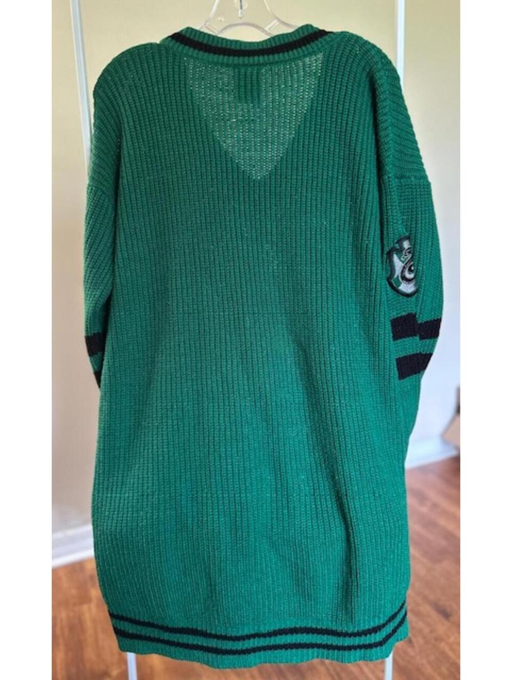 Harry Potter Green Slytherin Knit Sweater Dress w Patches L